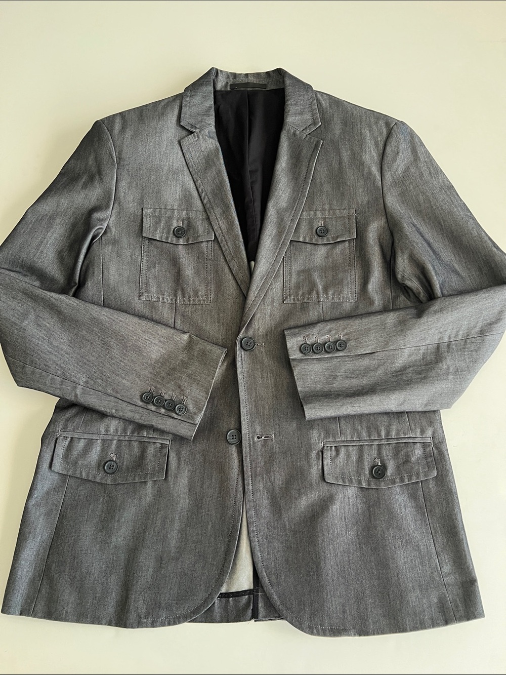 100% Cotton Kenneth Cole New York Gray Men's Sport Coat with Patch Pockets
